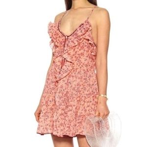 NEW POUPETTE ST BARTH Tamara Ruffle Floral Mini Dress Pink